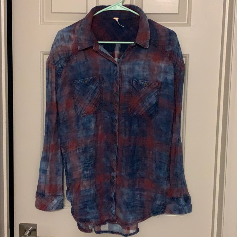 Free People plaid button down